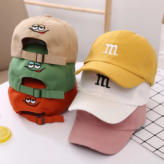 M Letter Embroidered Kids Caps