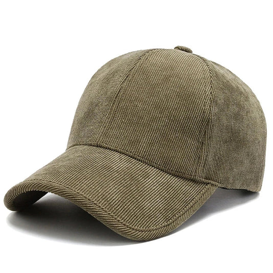 Trendy Army Green Corduroy Winter Cap