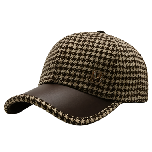 Retro Houndstooth Plaid Baseball Cap