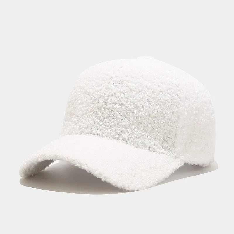 Women's Lamb Wool Embroidery Baseball Cap