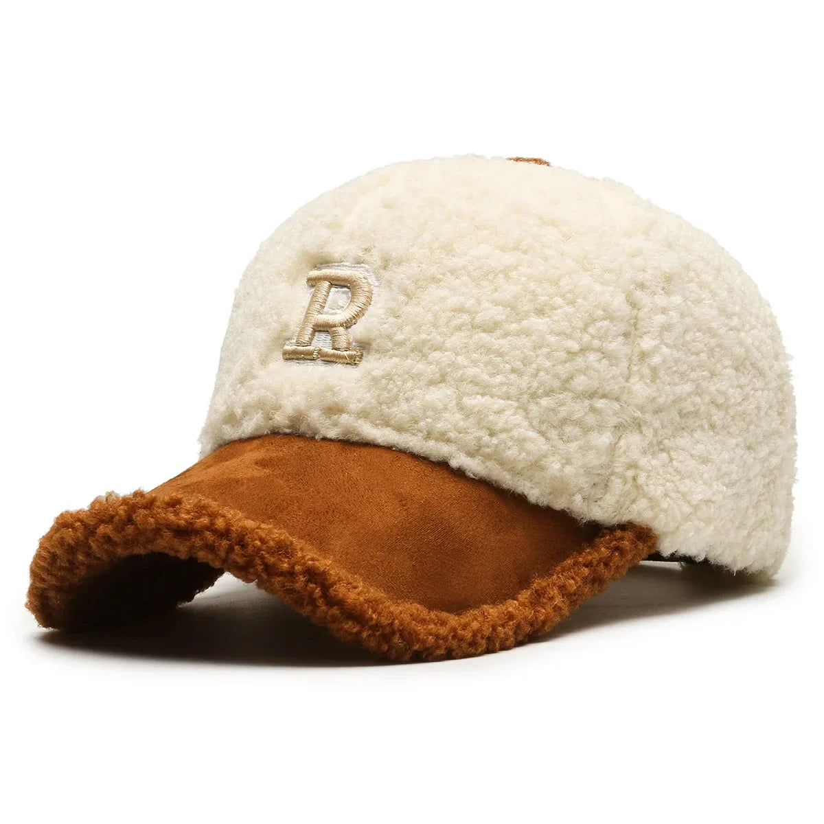 Women's Lamb Wool Embroidery Baseball Cap