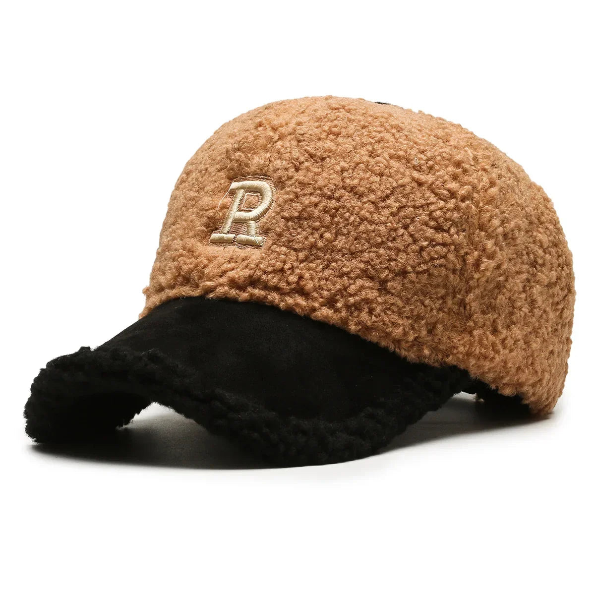 Women's Lamb Wool Embroidery Baseball Cap