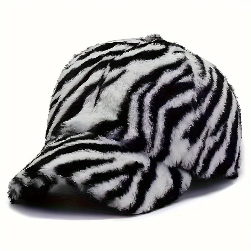 Leopard & Zebra Print Fleece Baseball Cap