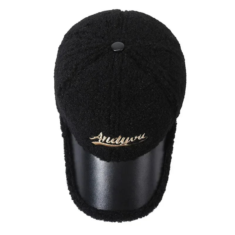 Women's Lamb Wool Embroidery Baseball Cap