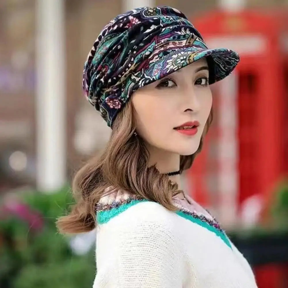 Women’s Floral Ethnic Style Winter Cap with Earflaps