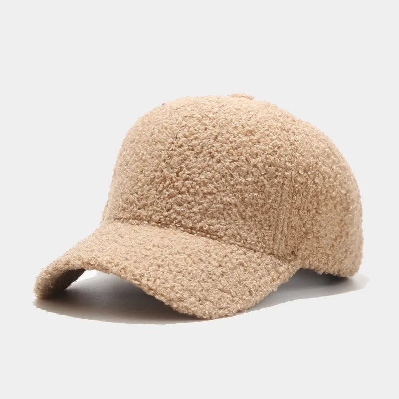 Women's Lamb Wool Embroidery Baseball Cap