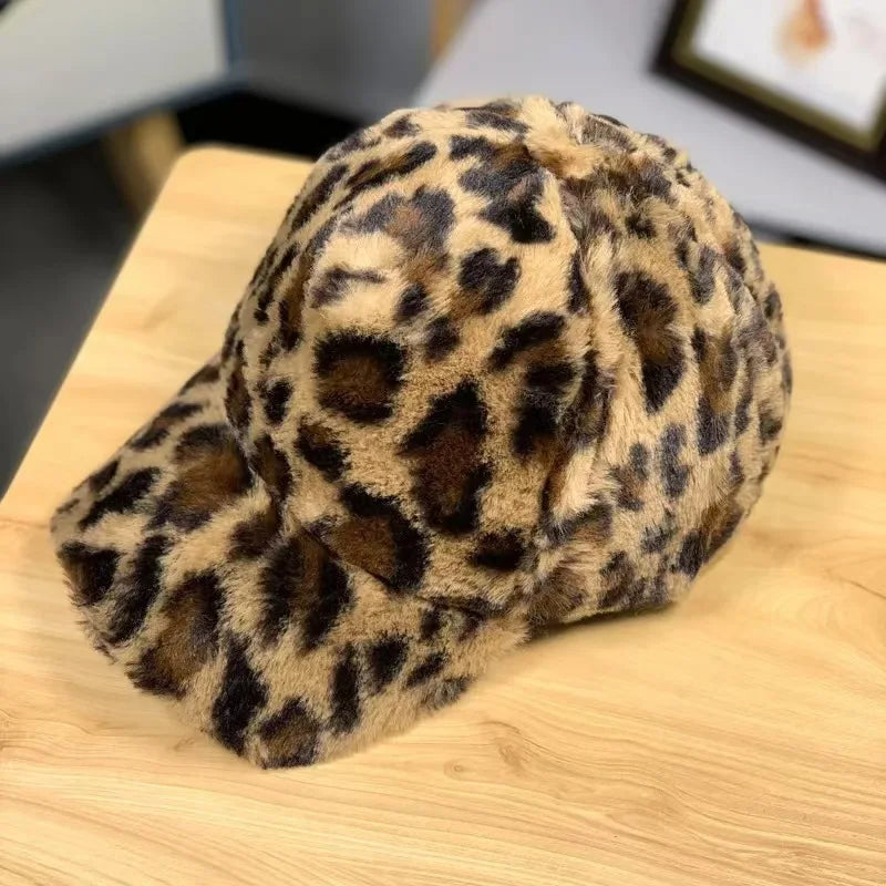 Leopard & Zebra Print Fleece Baseball Cap