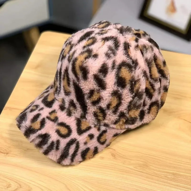 Leopard & Zebra Print Fleece Baseball Cap