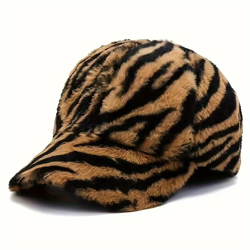 Leopard & Zebra Print Fleece Baseball Cap