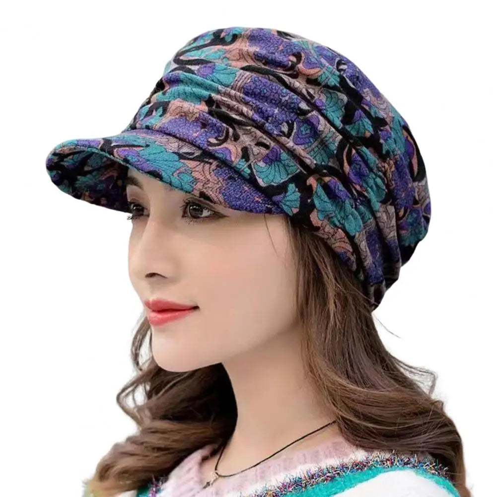 Women’s Floral Ethnic Style Winter Cap with Earflaps