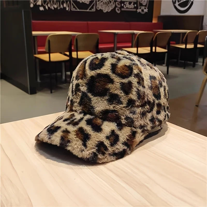 Leopard & Zebra Print Fleece Baseball Cap