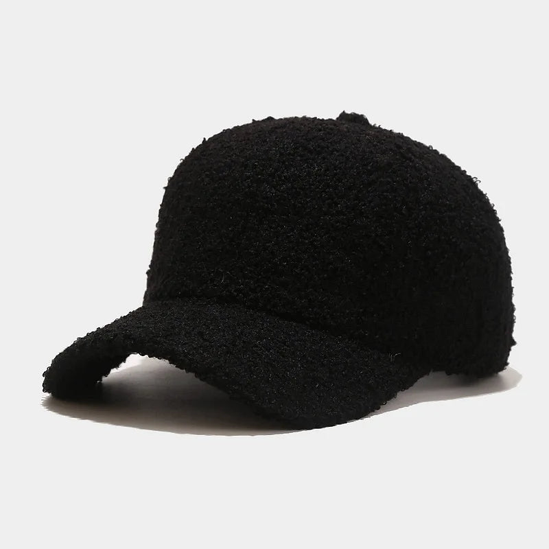 Women's Lamb Wool Embroidery Baseball Cap