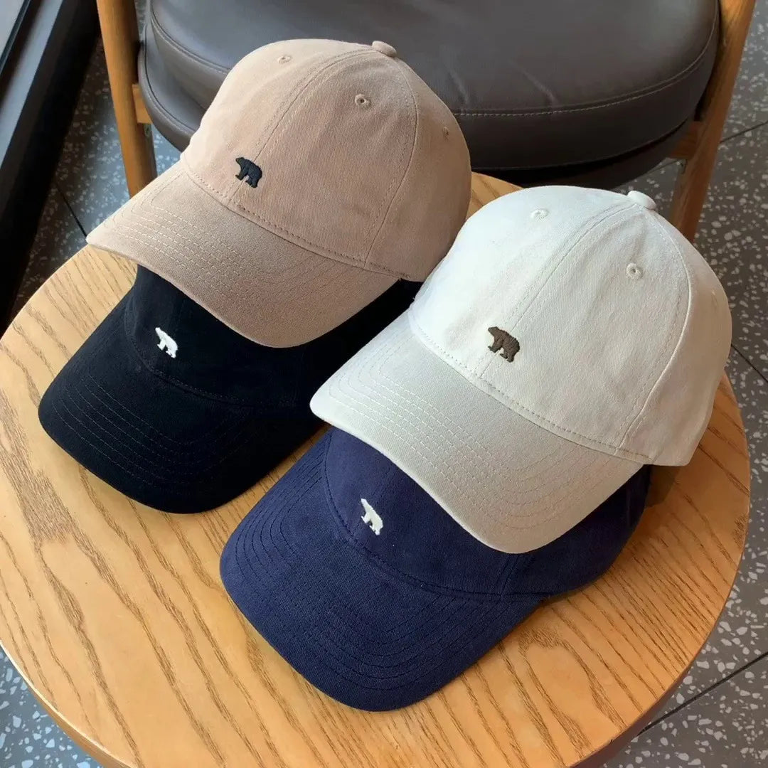 Bear Embroidery Baseball Cap Men