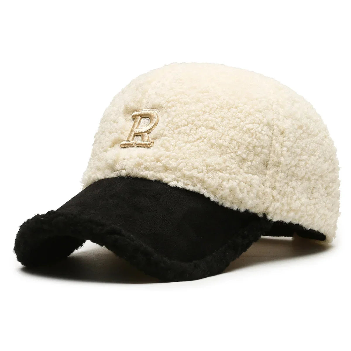 Women's Lamb Wool Embroidery Baseball Cap