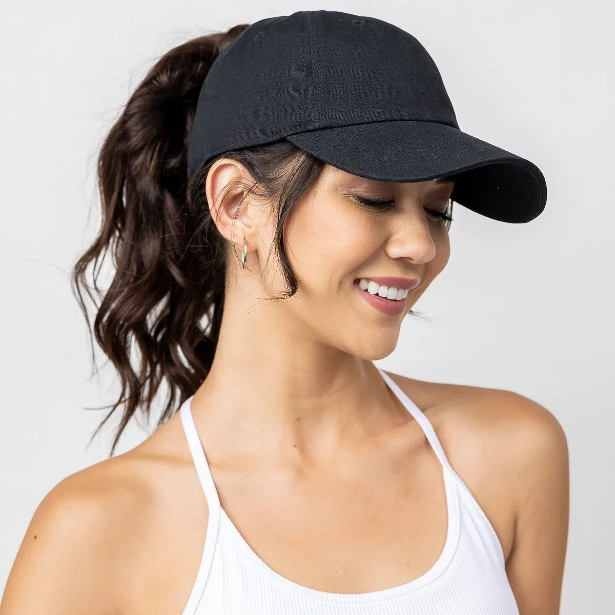 High Ponytail Snapback Cap