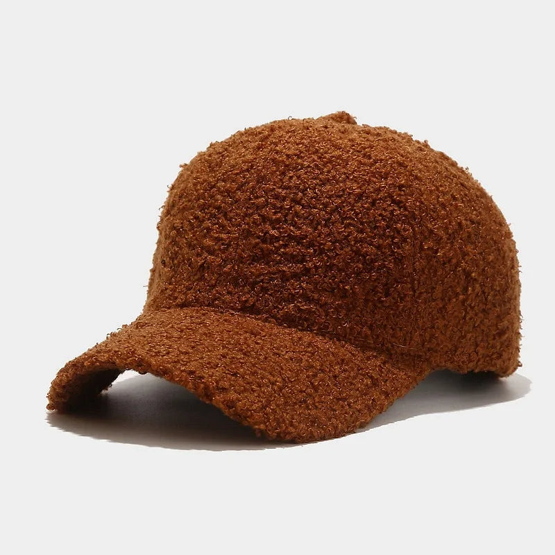 Women's Lamb Wool Embroidery Baseball Cap