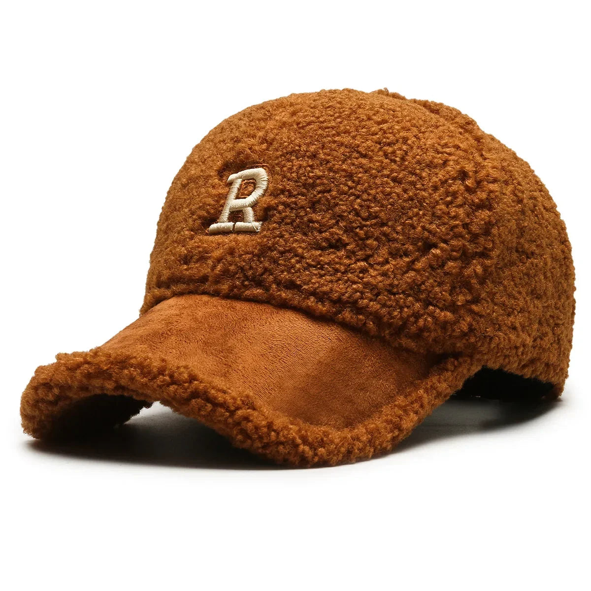 Women's Lamb Wool Embroidery Baseball Cap