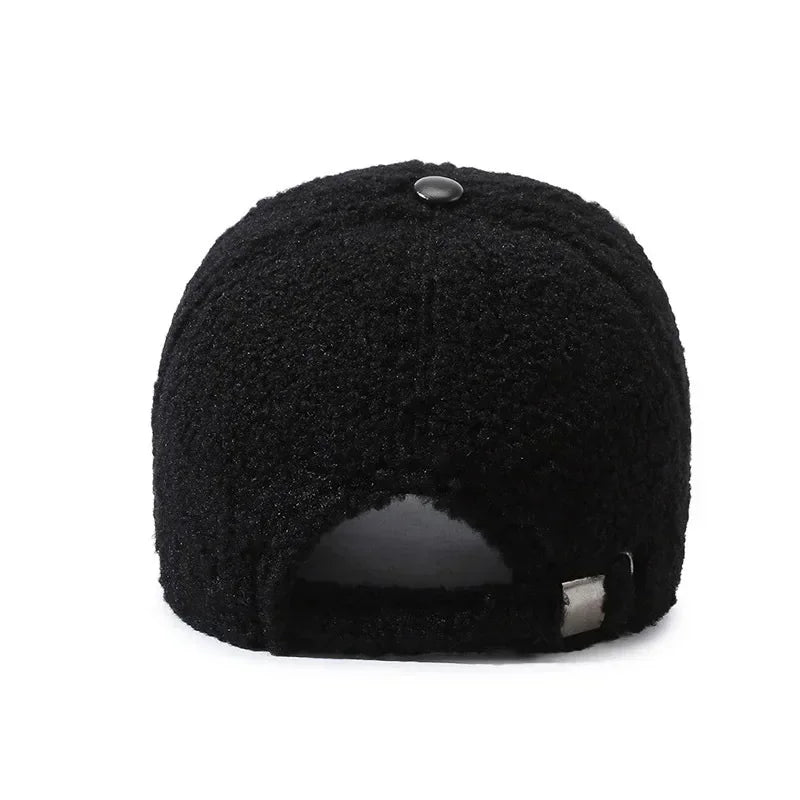 Women's Lamb Wool Embroidery Baseball Cap