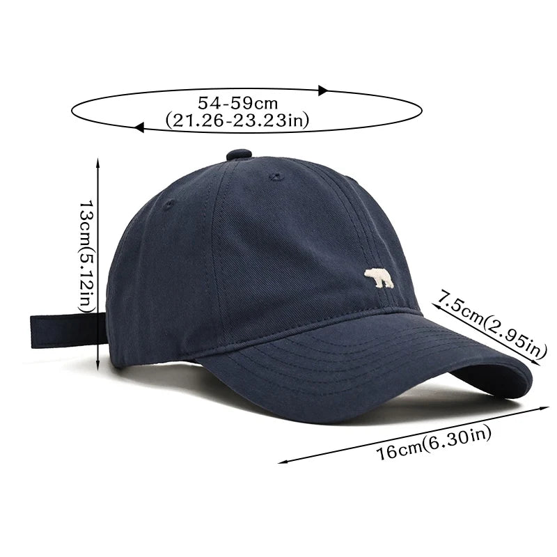 Bear Embroidery Baseball Cap Men