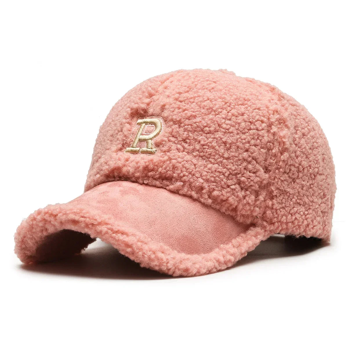 Women's Lamb Wool Embroidery Baseball Cap