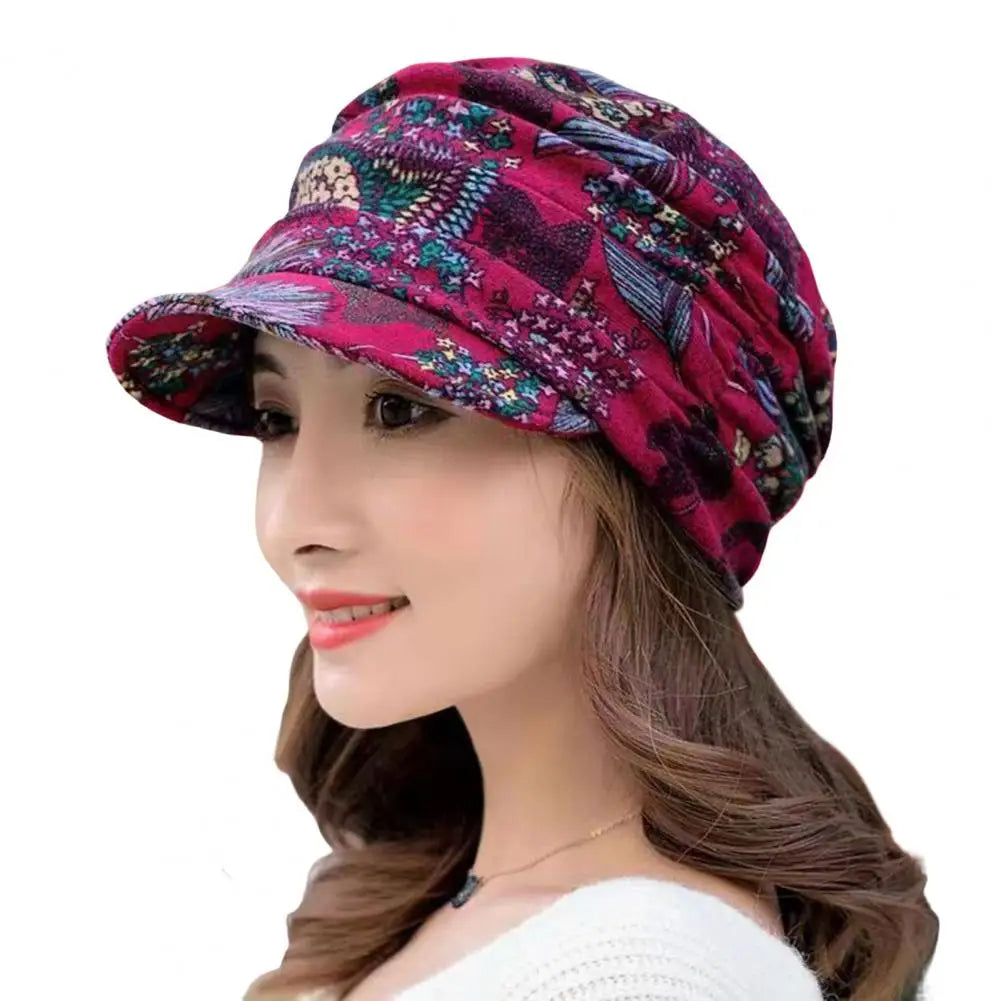 Women’s Floral Ethnic Style Winter Cap with Earflaps