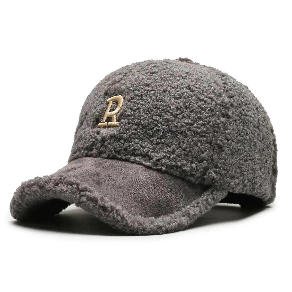 Women's Lamb Wool Embroidery Baseball Cap