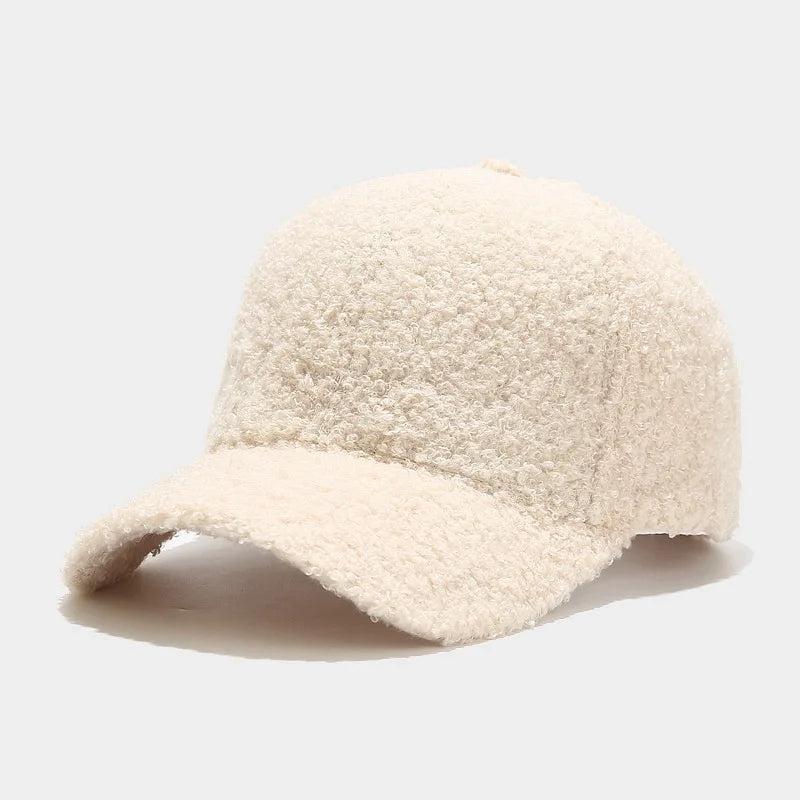 Women's Lamb Wool Embroidery Baseball Cap