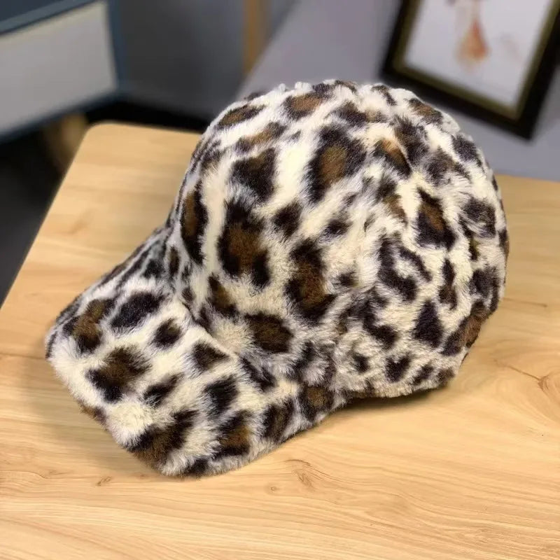 Leopard & Zebra Print Fleece Baseball Cap