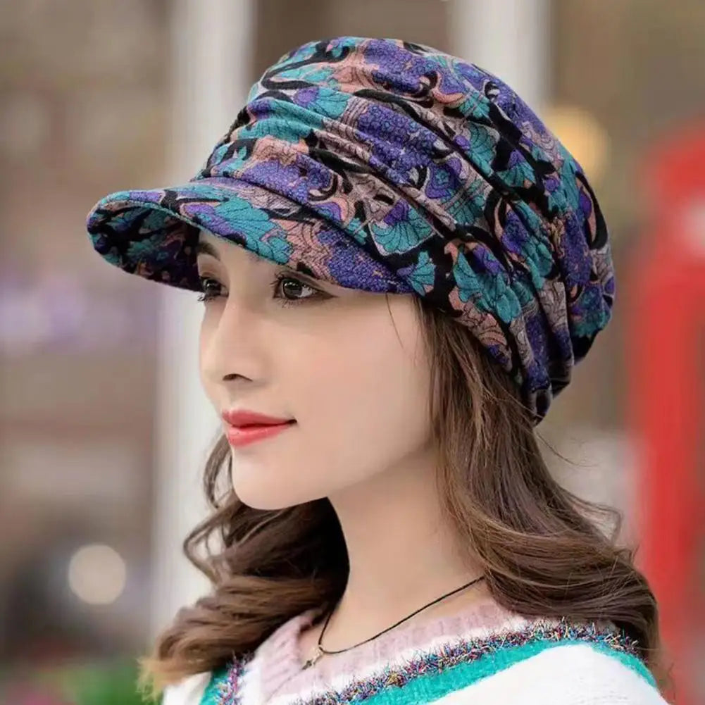 Women’s Floral Ethnic Style Winter Cap with Earflaps